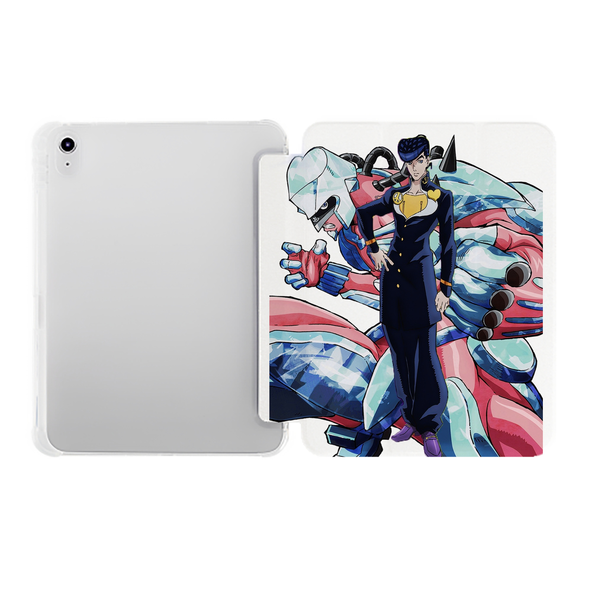 （画像用） ジョジョの奇妙な冒険 ひがしかた じょうすけ JoJo's Bizarre Adventure Higashikata Josuke IPad ケース ペン収納付き 三つ折りスタンド PUレザー×シリコン 対応機種9.5/10.5/10.9インチ
